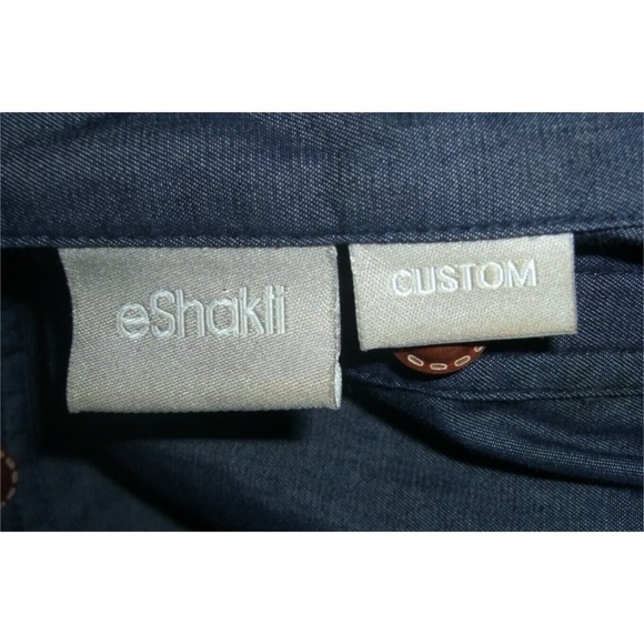 eShakti Dress Chambray Denim Button Down Shirt Custom Duster Minimalist Preppy - Picture 10 of 13